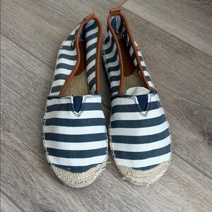 Michael Kors Navy and White Striped Espadrilles